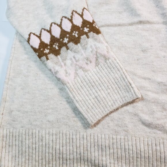 CeCe Cream and Brown Crew Neck Sweater with Nordic Pattern XL Fair Isle - Picture 11 of 11